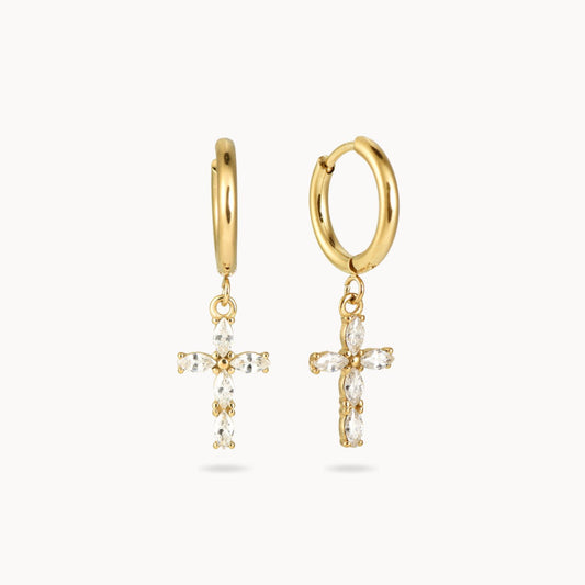 Diamonds Cross Earring