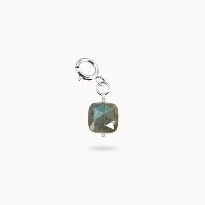 Charm Cube Labradorite Acier Inoxydable Argent / Collier/Bracelet Boucle Doreille