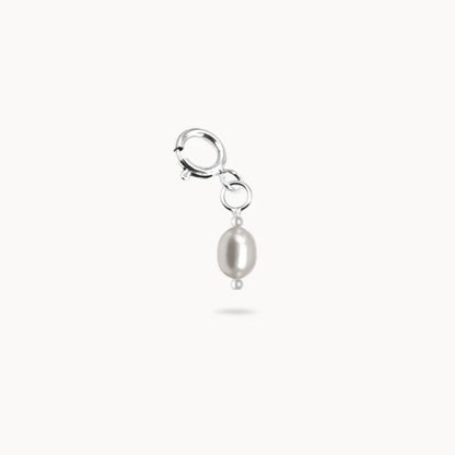 Charm Perle Blanche Acier Inoxydable Argent / Collier/Bracelet Boucle Doreille