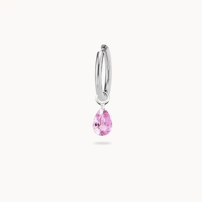 Charm Strass Rose Acier Inoxydable Argent / Boucle Doreille