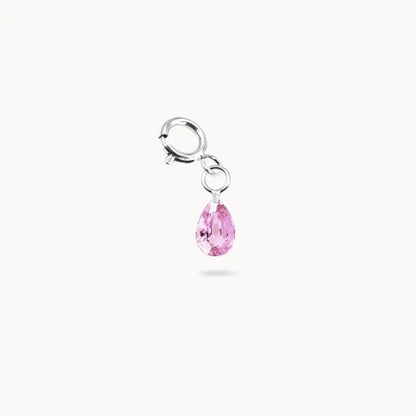 Charm Strass Rose Acier Inoxydable Argent / Collier/Bracelet Boucle Doreille