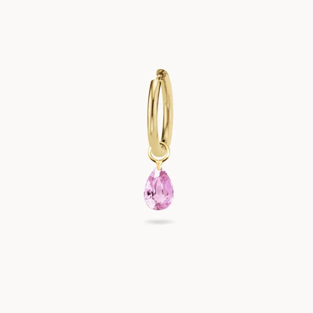 Charm Strass Rose Acier Inoxydable Or / Boucle Doreille
