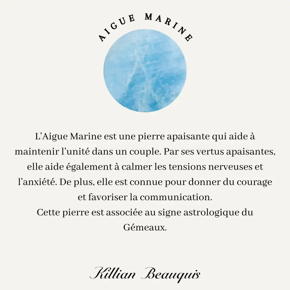 Collier Astrologie Plaqué Or / Gémeaux - Aigue Marine